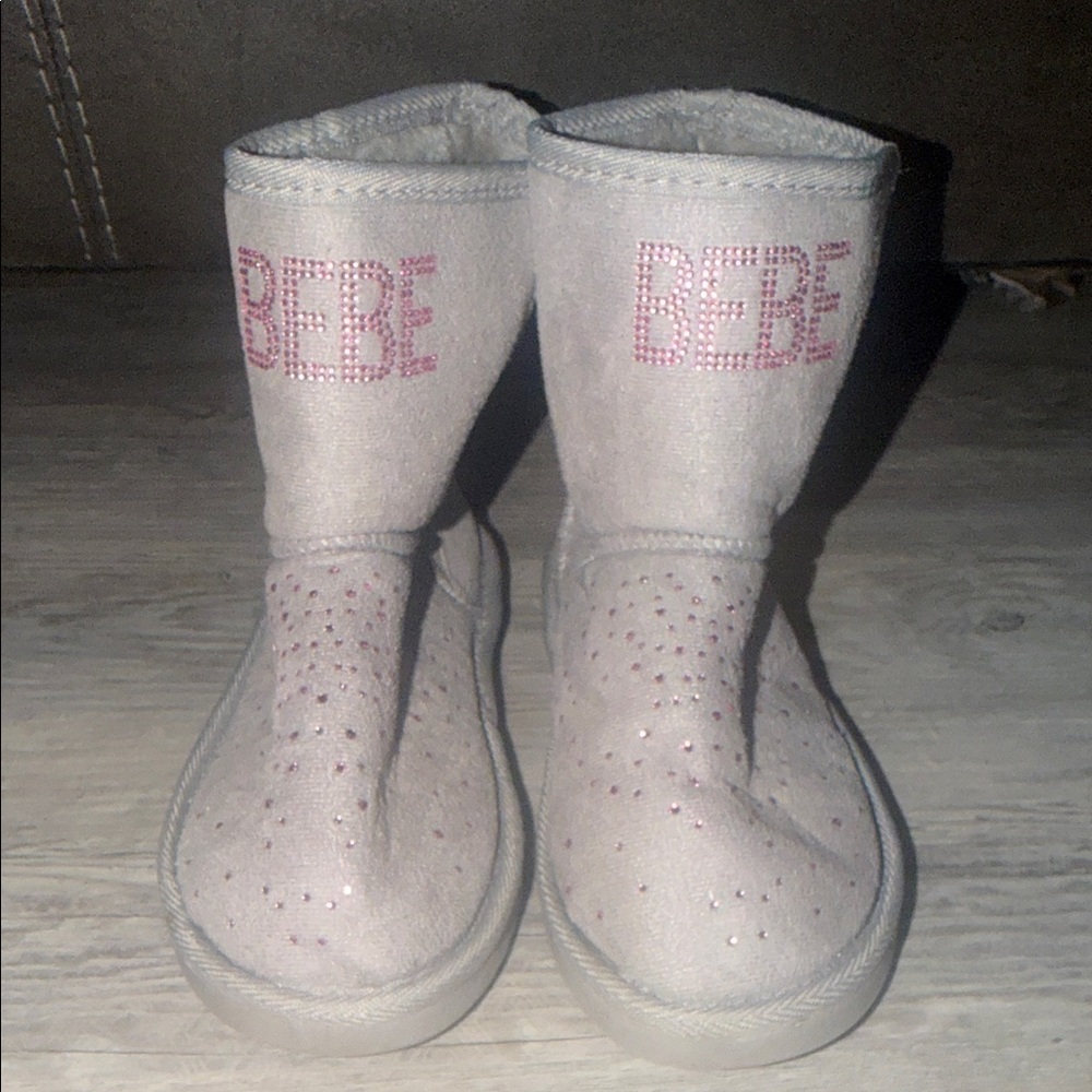 Bebe Gray and Pink Sparkle Booties